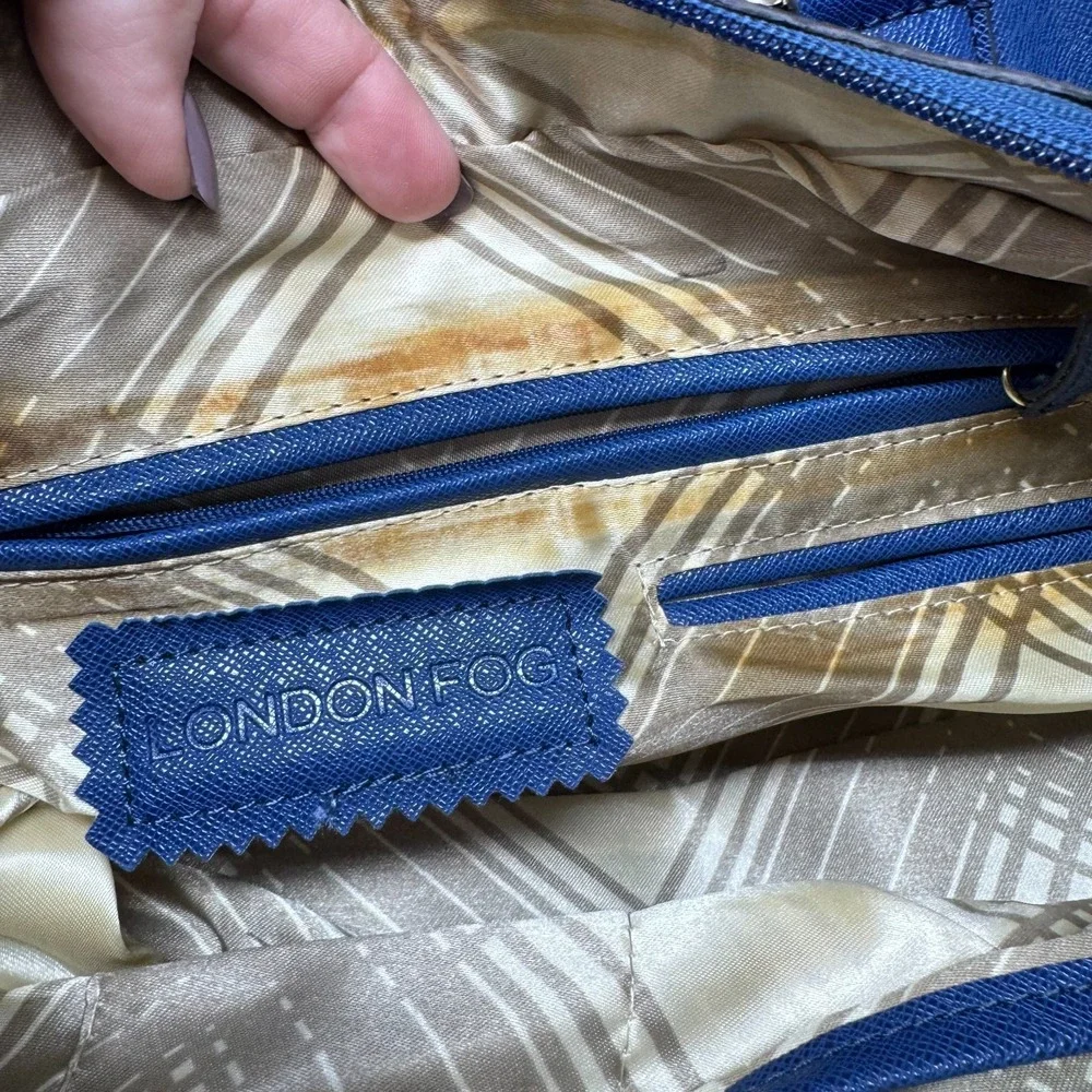 London Fog Royal Blue Satchel with Gold Accent